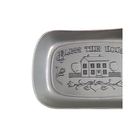 Vtg Wilton Armetale “Bless This House” Pewter Bread Warming Tray Dish Plate - Picture 3 of 8